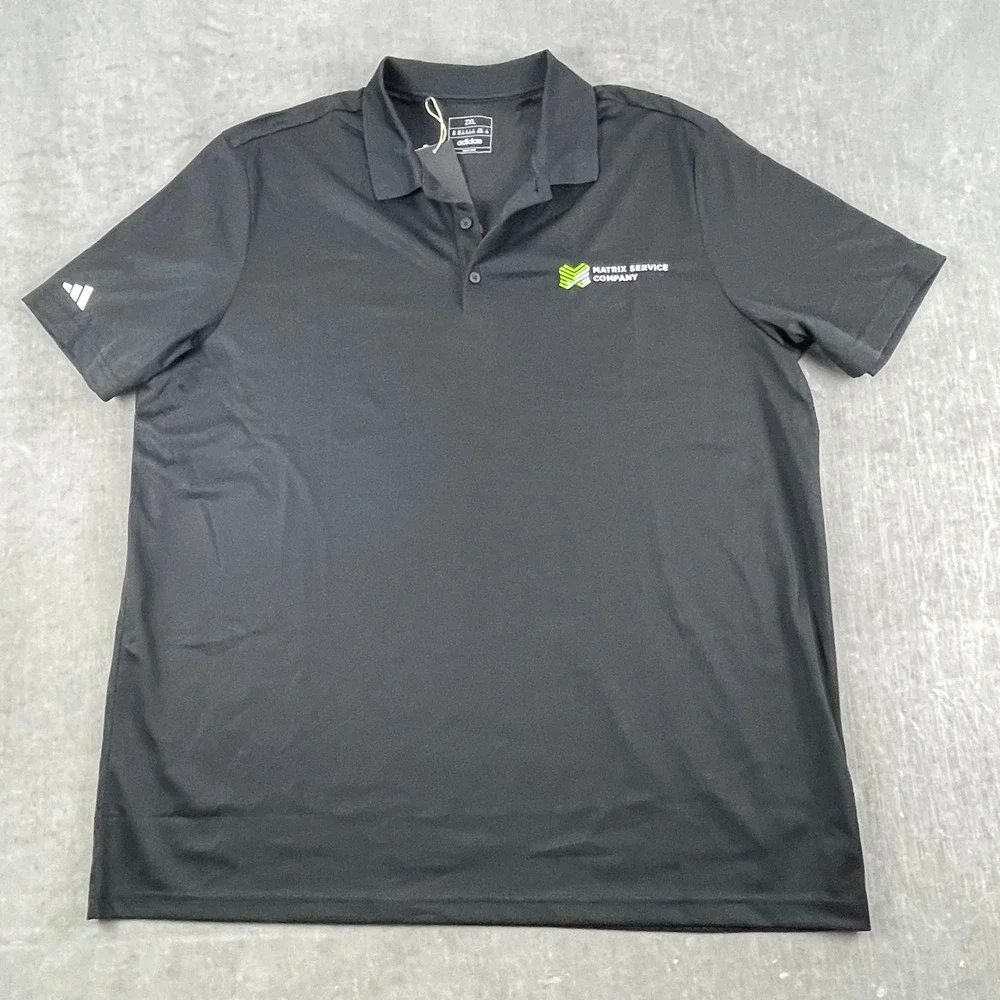 Adidas Mens 2XL Black Polo Shirt Matrix Service Company Embroidered Logo